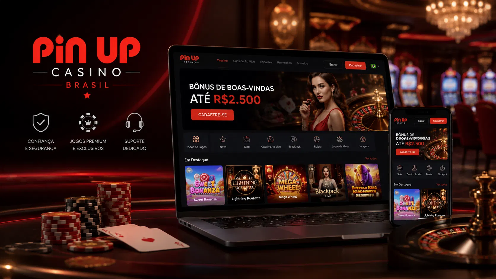 Pin Up Casino Brasil website interface preview