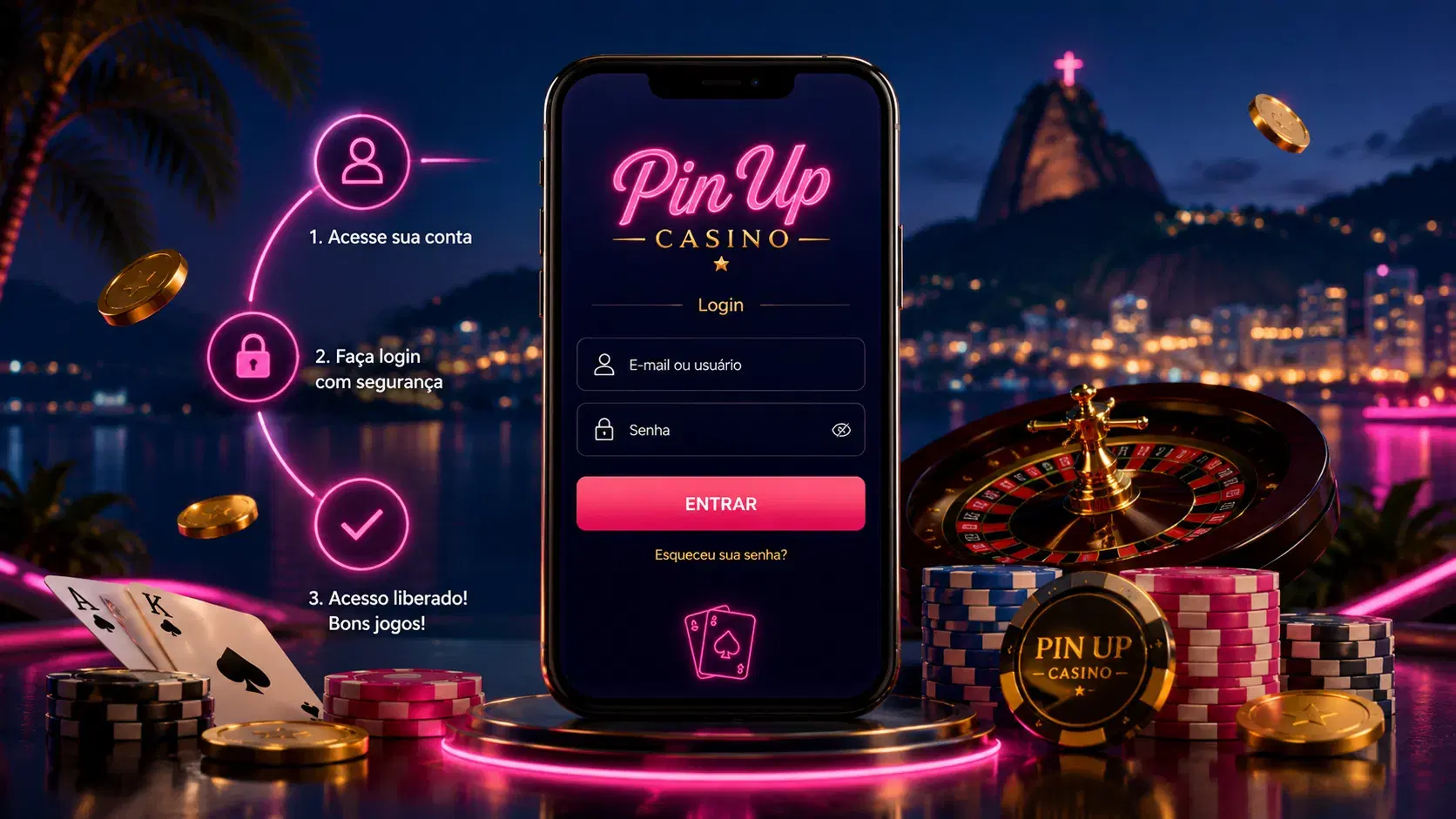 Pin Up Brazil login screen example on desktop