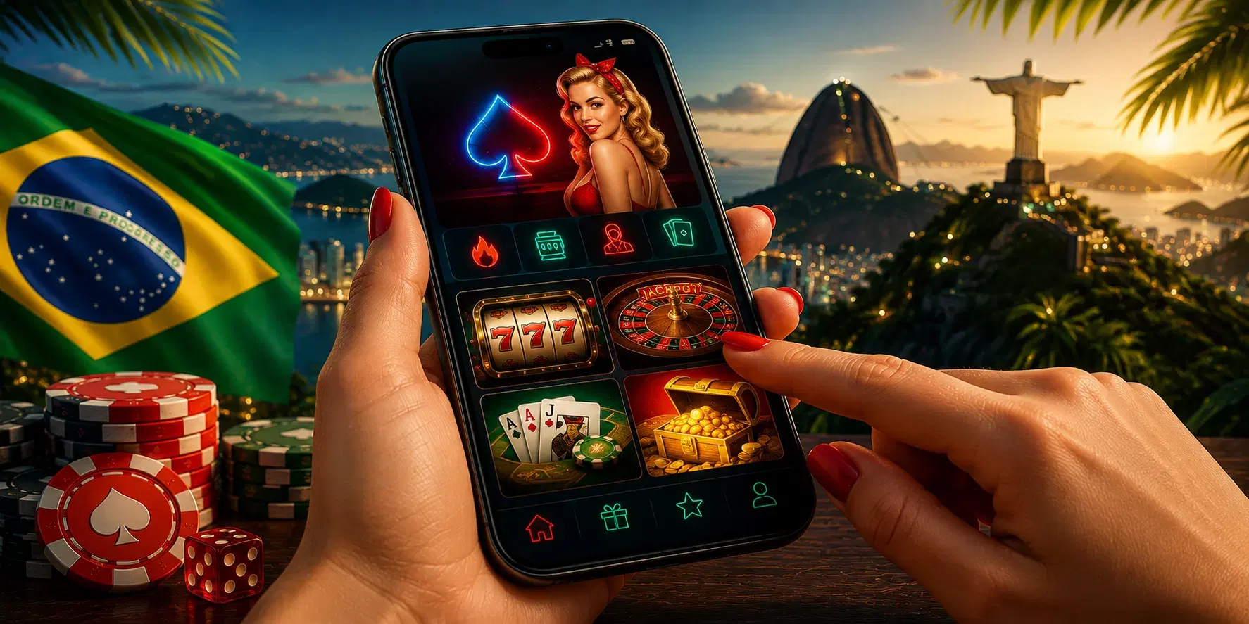 Pin Up Brasil mobile app interface preview on a smartphone screen