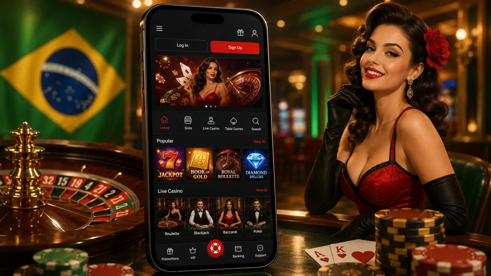 Pin Up Casino mobile version on a smartphone screen