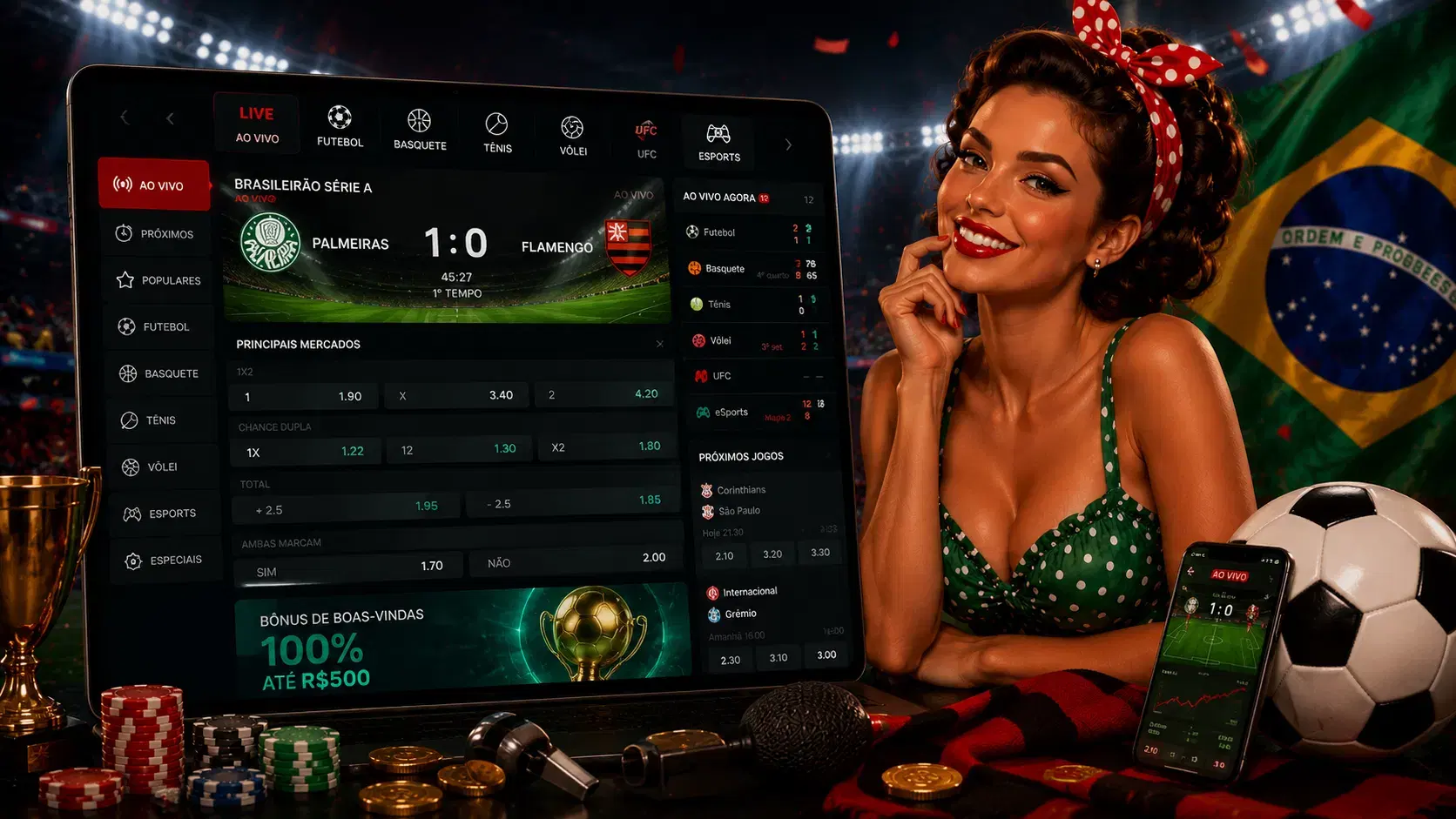 Pin Up Brazil sportsbook and live betting interface
