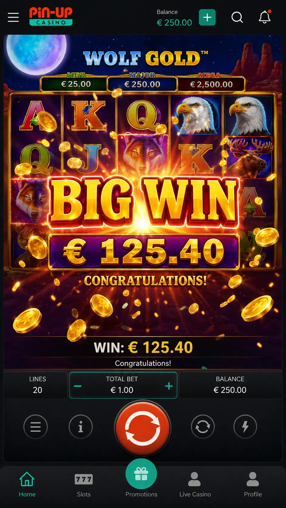 Casino interface screenshot 3