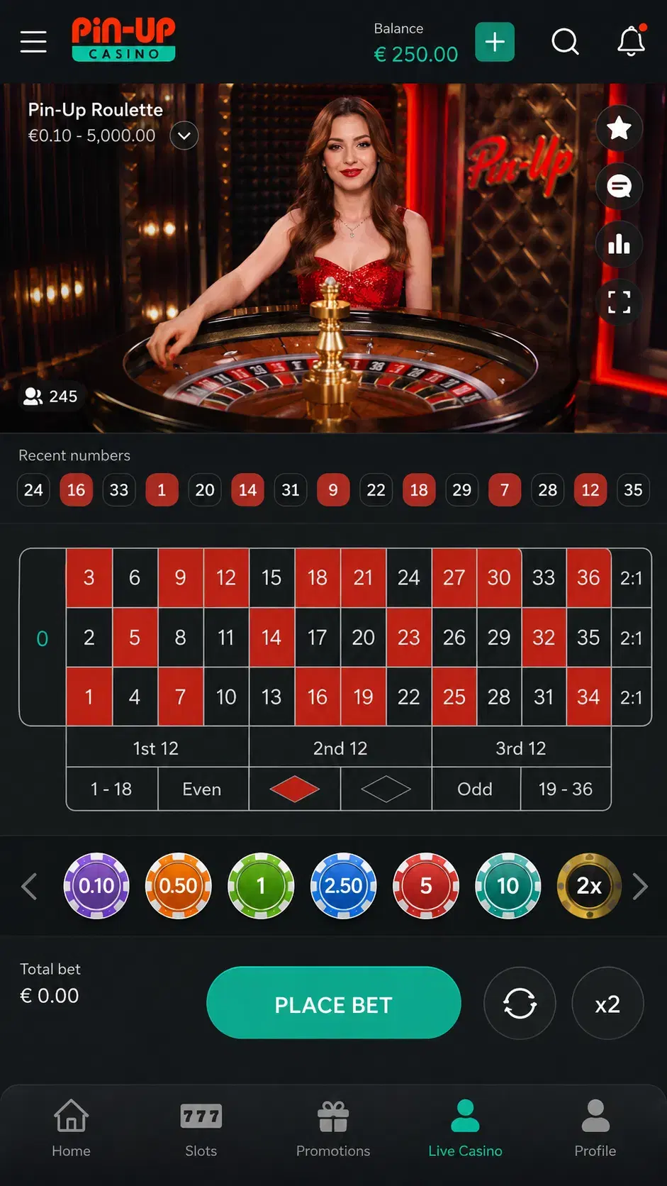 Pin Up Brasil casino interface screenshot 4
